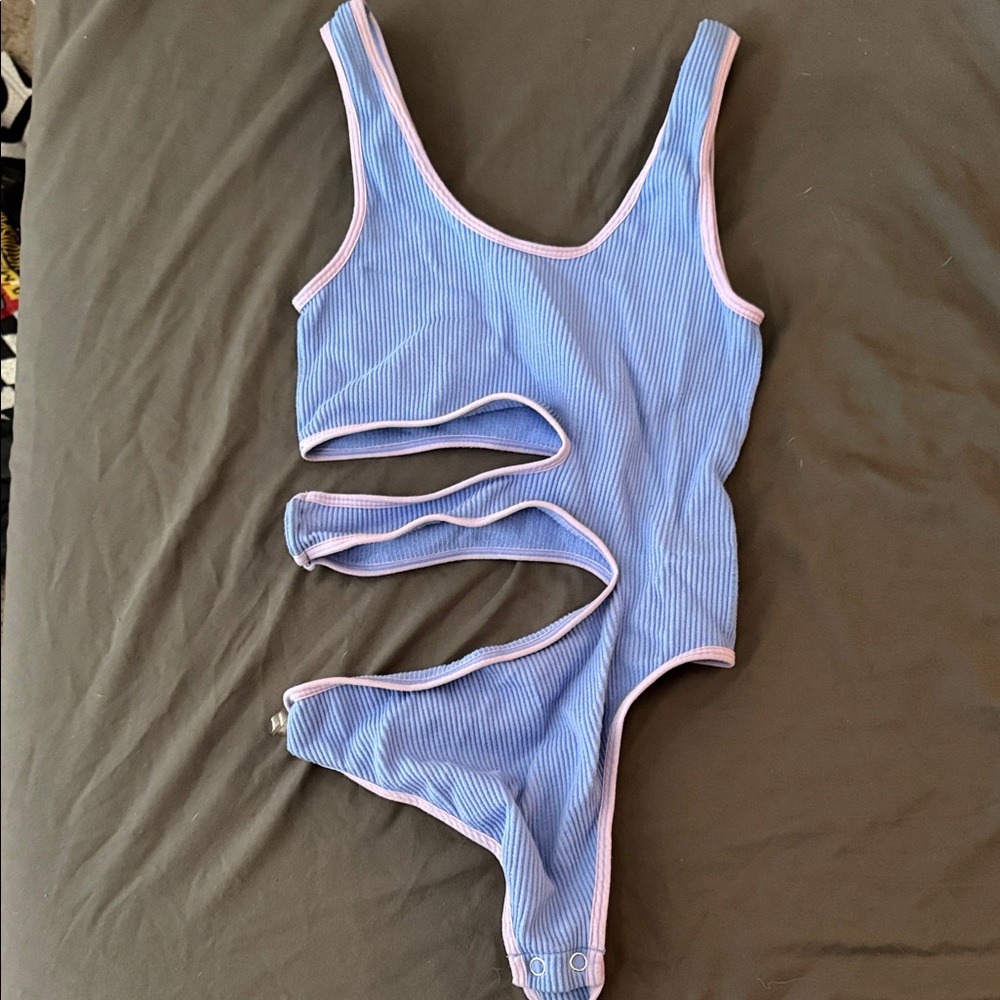 Blue cut out bodysuit